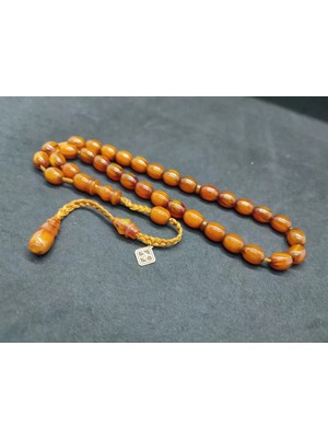 İskeçe Tesbih Junai̇d Hasan Usta Eseri̇ 12 Kat Ipe Di̇zi̇lmi̇ş Anti̇k Model Eski̇ Sıkma Kehri̇bar