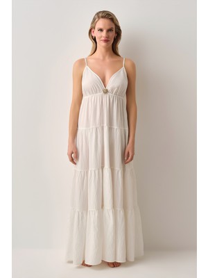 Suwen Stella Askılı Aksesuar Detaylı Plaj Elbisesi