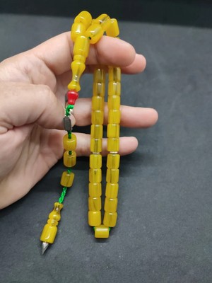 İskeçe Tesbih Zeyzun Usta Eseri̇ (Imza Çi̇vi̇ Ara Pulları Gümüş) Sıkma Kehri̇bar