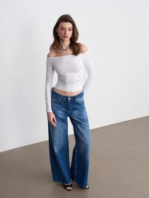 Dilvin 72107 %100 Pamuk Düşük Bel Jean-Mavi