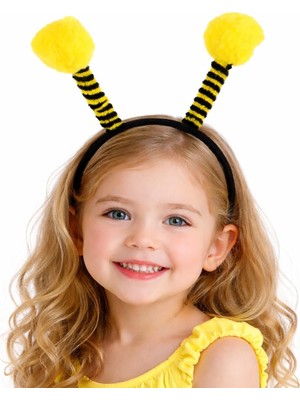 Senka Mey Ithalat® Sarı Siyah Arı Antenli Taç - Çocuk Arı Tacı Mega Ponponlu