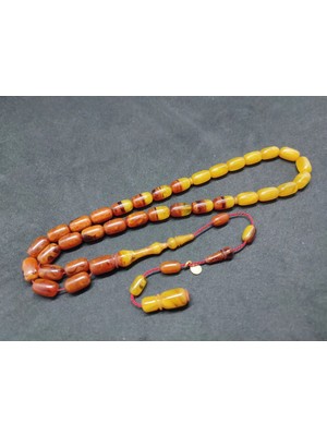 İskeçe Tesbih Ayhan Turan Usta Eseri̇ Ful Hare Ful Damar Eski̇ 0.6 mm Deli̇m Sıkma Kehri̇bar