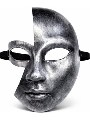 İlk El Grup Antik Efektli Gümüş Yarım Yüz Parti Maskesi