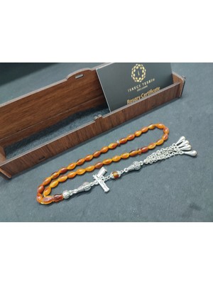 İskeçe Tesbih 475 Ayar Gümüş Püsküllü El Boy Litvanya Kaya Damla 6.50 Gr. Sertifikalı 9482