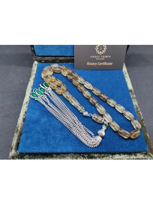 İskeçe Tesbih Gümüş Püsküllü Vıp Kutulu 34.10 Gr. Kalem Oyma Ukrayna Damla Kaya