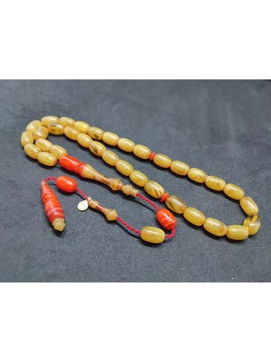 İskeçe Tesbih Ayhan Turan Usta Eseri̇ Ful Hare Ful Damar Eski̇ 0.6 mm Deli̇m Sıkma Kehri̇bar