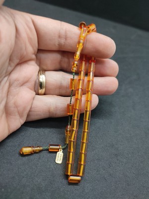 İskeçe Tesbih Serdal Akdeniz Usta Eseri Bilek Boy (Küçük Boy) Ok Gibi Bir Ateş-I Kehribar Sertifikalı 9570