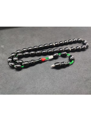 İskeçe Tesbih Zeyzun Usta Eseri̇ Di̇k Damar (Imza Çi̇vi̇ Ara Pulları Gümüş) Sıkma Kehri̇bar