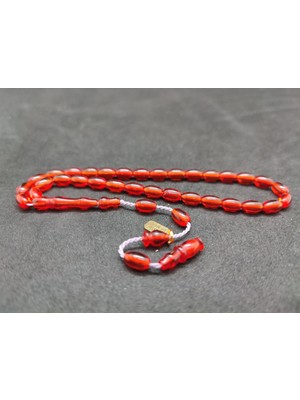 İskeçe Tesbih Uğur Şener Usta Eseri Bilek Boy (Küçük Boy) Ateş-I Kehribar Sertifikalı 9597