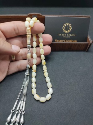 İskeçe Tesbih Ahşap Kutulu  6.25 Gr. Gümüş Püsküllü 12.20 Gr. Rus Kaya Damla