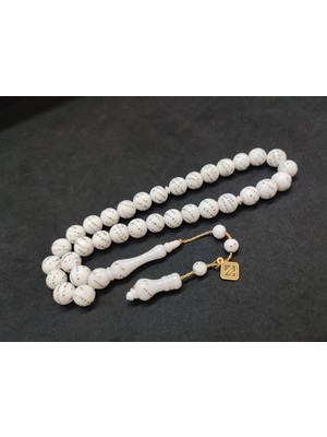 İskeçe Tesbih Iskeçeli Cemil Usta Eseri Bronz Çakımlı Mineli Naturel Deve Kemiği Sertifikalı 9689