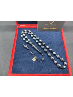 İskeçe Tesbih Vıp Kutulu Hali̇l Hi̇lmi̇ Usta Eseri̇ 925 Ayar Gümüş Çakımlı Mi̇ne Işlemeli̇ Kuka