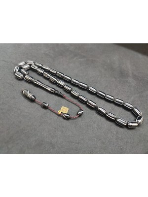 İskeçe Tesbih Iskeçeli̇ Cemi̇l Usta Eseri̇ 6'LI475 Ayar Gümüş Yarma Inci̇ Si̇yahı Kuka