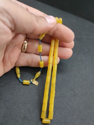 İskeçe Tesbih Serdal Akdeniz Usta Eseri Bilek Boy (Küçük Boy) Ok Gibi Bir Sıkma Kehribar Sertifikalı 9594