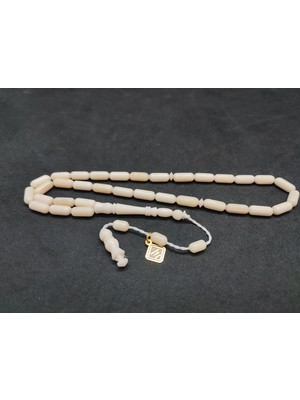 İskeçe Tesbih Iskeçeli Cemil Usta Eseri Kuru Torna Yarı Özlü El Boy Naturel Balina Kemiği Sertifikalı 9694