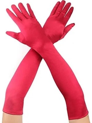 İlk El Grup Ieg™ Kırmızı Renk Dirseğe Kadar Uzun Kumaş Eldiven 40 cm