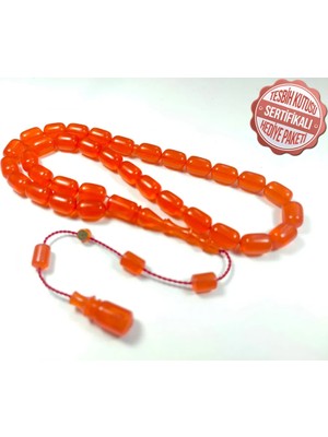 İskeçe Tesbih Bünyami̇n Barlak Usta Işi̇ Imzalı Mühürlü 0.6 mm Alman Zar  Kehri̇bar