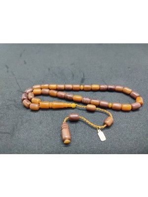 İskeçe Tesbih Uğur Şener Usta Eseri El Boy Çift Zımpara Çift Cilalı Sıkma Kehribar Sertifikalı 9520