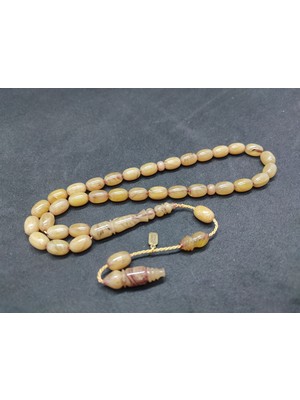 İskeçe Tesbih Uğur Şener Usta Eseri Habbeden Yoğun Hareli Sıkma Kehribar Sertifikalı 9536