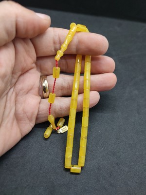 İskeçe Tesbih Mehmet Mercan Usta Eseri Bilek Boy (Küçük Boy) Ok Gibi Bir Sıkma Kehribar Sertifikalı 9568