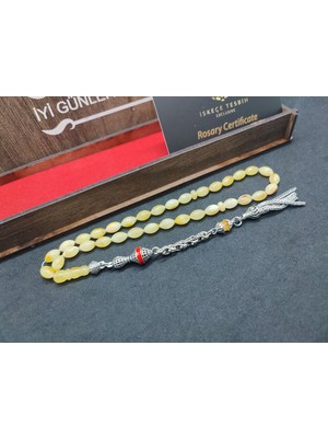 İskeçe Tesbih Ahşap Kutulu 475 Ayar Gümüş Püsküllü Kalingrad Kaya Damla 9.20 Gr. Sertifikalı 9460