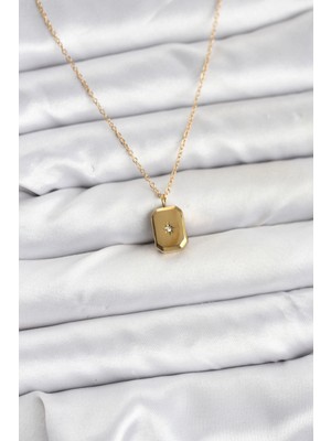 Eco Lounge 316L Çelik Zincir Gold Renk Minimal Kutup Yıldızı Model Kadın Kolye