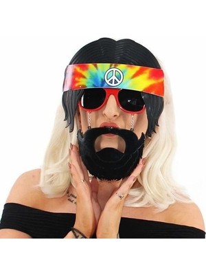Eco Lounge Siyah Saçlı Bandana Hippi Parti Gözlüğü