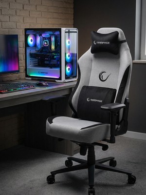 Rampage KL-R72 Woof Üst Seviye Terletmez Kumaş Siyah Gri Gaming Oyuncu Koltuğu