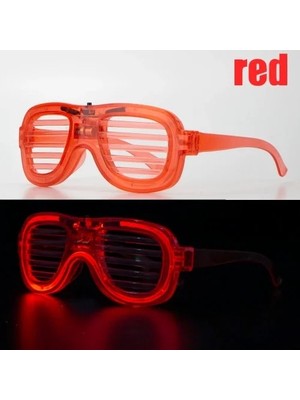 İlk El Grup Ieg™ Kırmızı LED Işıklı Parti Gözlüğü - Neon Glow Şerit Gözlük 3 Modlu