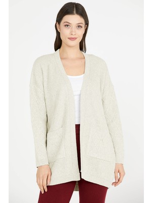 Sementa Cepli Uzun Triko Hırka - Kemik