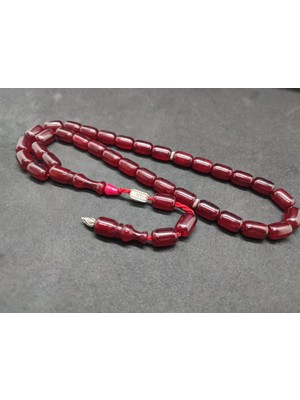 İskeçe Tesbih Zeyzun Usta Eseri̇ Di̇k Damar (Imza Çi̇vi̇ Ara Pulları Gümüş) Sıkma Kehri̇bar