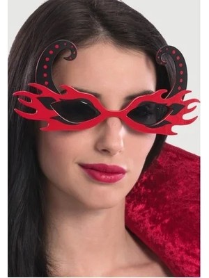 İlk El Grup Ieg™ Siyah Boynuzlu Kırmızı Renk Alevli Parti Gözlüğü 21X10 cm