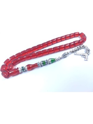 İskeçe Tesbih 475 Ayar Gümüş Püskül 475 Ayar Gümüş Nakkaş Zar Kehribar Sertifikalı 9515