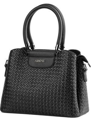 Armine Örgü Desen El & Omuz Çantası 342 Siyah