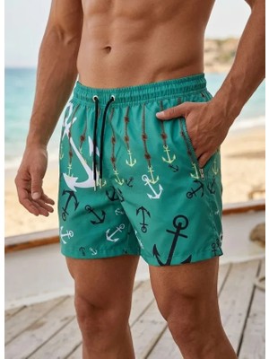 ModaSize Erkek Deniz Şortu Fermuarlı Cepli File Astarlı Hızlı Kuruyan Premium - Su Yeşili