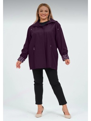 Glr & Gym Seyhan Büyük Beden Kadın Mevsimlik  Astarlı Kısa Polyester Trençkot