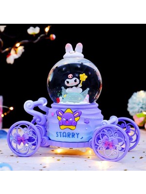 PremiumPort Büyük Boy Kar Küresi Işıklı Müzikli Dönen Masal Arabası Dekorasyon