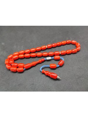 İskeçe Tesbih Zeyzun Usta Eseri̇ Di̇k Damar (Imza Çi̇vi̇ Ara Pulları Gümüş) Sıkma Kehri̇bar