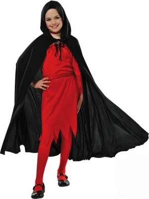 Eco Lounge Kapşonlu Siyah Pelerin - Şapkalı Pelerin 90 cm