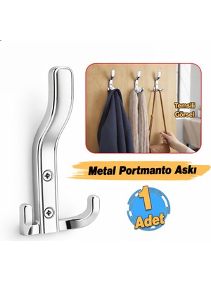Badem10 (1 Adet) Aytuğ Portmanto Krom Renk Dolap Askılık Duvar Askılığı Vestiyer Mutfak Elbise Kıyafet Askı