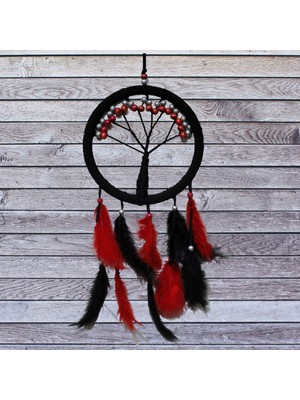 Ttt Siyah Kırmızı Hayat Ağacı Dream Catcher