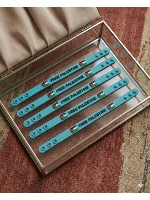 Zaytoon 5\'li Filistinli \"free Palestine\" Mavi Kokolu Lastik Ayarlanılabilir El Bileklik A300073-05