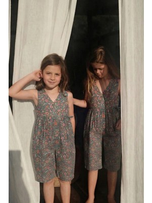 Desenli Viskon Tulum 2-8 Yaş Yeşil