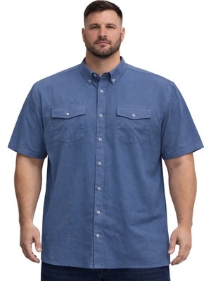 Battal Moda Battalmoda Erkek Büyük Beden Çift Cepli Kısa Kollu Gömlek 3xl-4xl-5xl-6xl-7xl-8xl