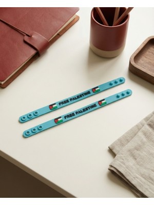 Zaytoon 2\'li Filistinli \"free Palestine\" Mavi Kokolu Lastik Ayarlanılabilir El Bileklik A300073-02