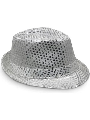 İlk El Grup Ieg™ Disko Star Gümüş Payetli Fötr Şapka Yetişkin Boy