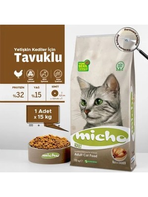 Micho Tavuklu (Hamsi ve Pirinç eşliğinde) Yetişkin Kedi Maması 15 kg