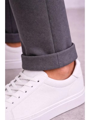 Modi Green Erkek Rahat Kullanım Füme Diagonel Mikro Dokulu Duble Paça Cepli Bağcıklı Bel, Modern Kesim Pantolon