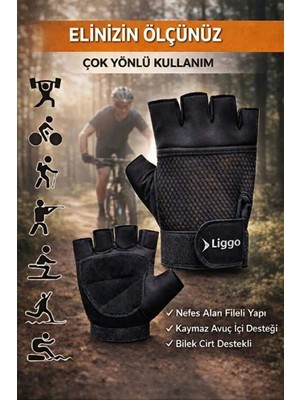 Liggo Hyper Bilek Cırtlı Ağırlık Eldiveni Fitness Eldiveni Bisiklet Eldiveni Sporcu Eldiveni
