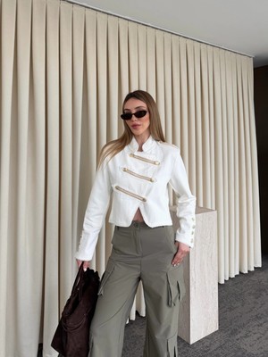 Laluvia Ekru Apoletli Lund Ceket - 503348